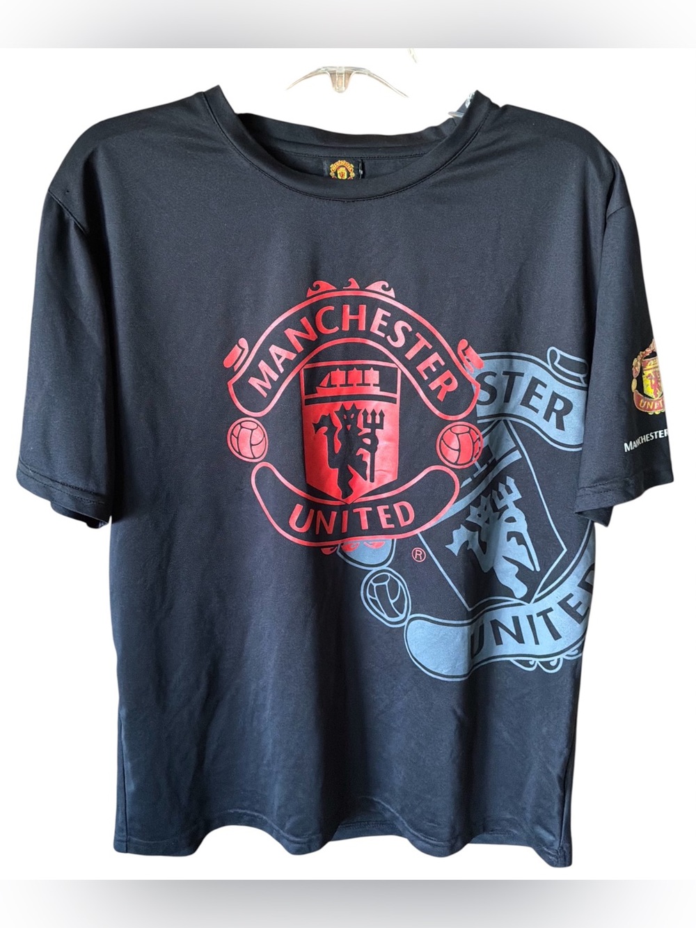 Manchester United T-Shirt Mens SZL Black Graphic MUFC Soccer Futbol Football
